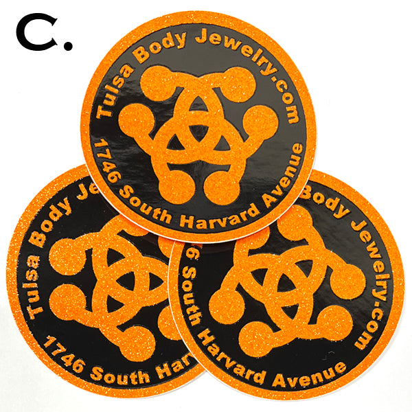 Tulsa Body Jewelry Stickers (3-PACK) Other Stuff C. Orange Glitter Vinyl 3
