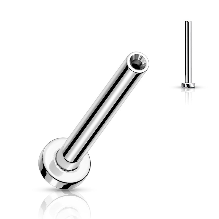 14g Threadless Titanium Labret Post Replacement Parts 14g - 1/4" long (6mm) - 3mm disc High Polish (silver)