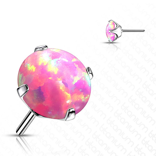 Prong-set Opal Titanium Threadless End Replacement Parts 2mm Pink Opal