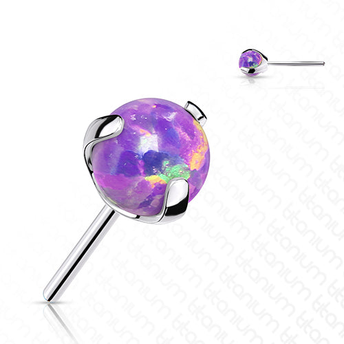 Opal Ball Titanium Threadless End Replacement Parts 3mm Purple Opal