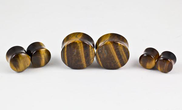 Yellow Tiger Eye Plugs by Oracle Body Jewelry Plugs 8 gauge (3mm) Yellow Tiger Eye