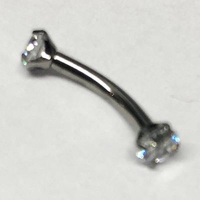 16g Prong CZ Titanium Curved Barbell Curved Barbells 16g - 5/16