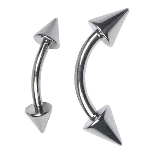 14g Spiked Titanium Curved Barbell (internal) Curved Barbells 14g - 5/16" long (8mm) - 3mm cones Solid Titanium