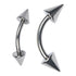 16g Spiked Titanium Curved Barbell (internal) Curved Barbells 16g - 5/16" long (8mm) - 3x3mm cones Solid Titanium