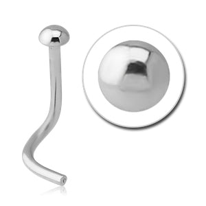 Dome Titanium Nostril Screw Nose 20g - 1/4" wearable (6mm) High Polish (silver)