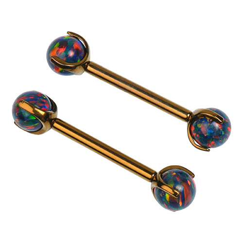 Opal 3-Prong Titanium Nipple Barbells