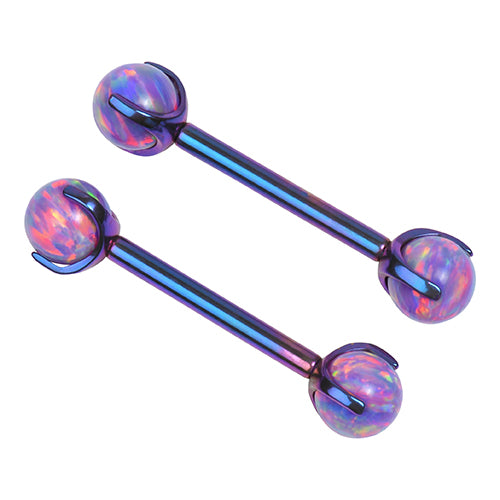 Titanium Nipple Long Bar Nipple Rings Opal 3-Prong Titanium Nipple