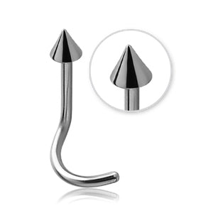 Spike Titanium Nostril Screw Nose 20g - 1/4" wearable (6mm) High Polish (silver)