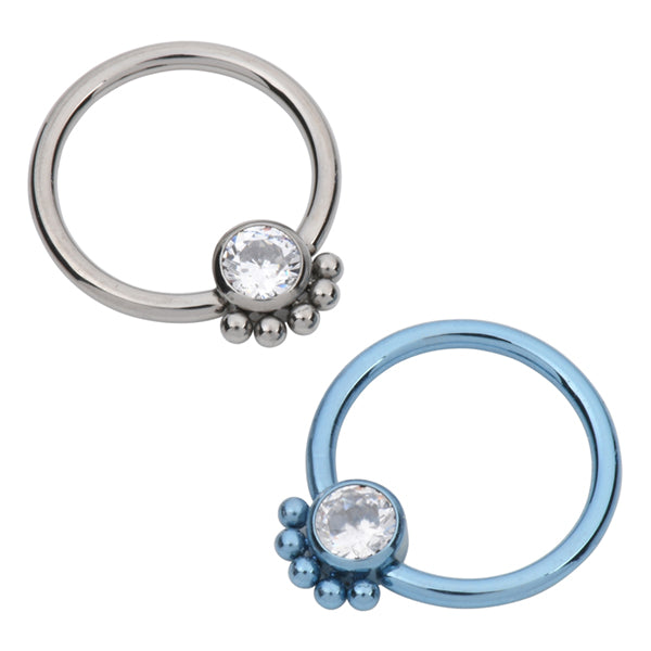 Titanium Captive CZ Bead Ring Captive Bead Rings 16g - 3/8" diameter (10mm) Clear CZ