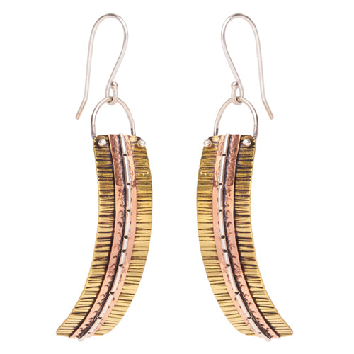 Curved Traditional Earrings by Diablo Organics Earrings 55mm high x 54mm wide (Small) Yellow Brass