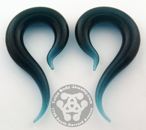 Hook Shapes by Glasswear Studios Plugs 8 gauge (3mm) Translucent Sparkle Blue