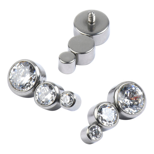 16g Triple CZ Titanium End Replacement Parts 16 gauge - 4.5x8mm Right Ear