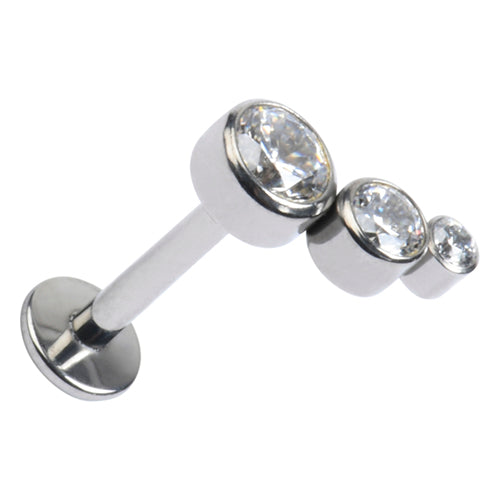 16g Triple CZ Titanium Labret Labrets 16g - 1/4