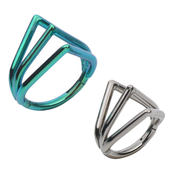 Triple-V Titanium Hinged Ring Hinged Rings 16g - 5/16" diameter (8mm) high polish (silver)