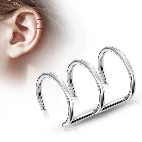 Triple Ring Ear Cuff Ear Cuffs Stainless Steel 