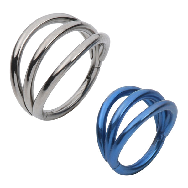 16g Triple Side Spaced Titanium Hinged Ring Hinged Rings 16g - 3/8" diameter (10mm) High Polish (silver)