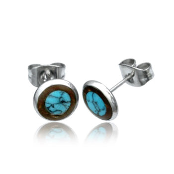 Coco Shell Turquoise Stud Earrings Earrings 20 gauge Stainless Steel