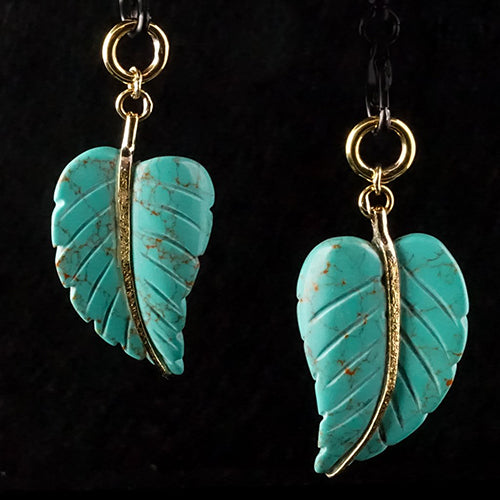 Turquoise Leaf Pendants by Diablo Organics Ear Weights 35mm Small Turquoise