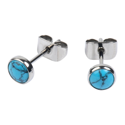 Turquoise Titanium Stud Earrings Earrings 20 gauge Turquoise