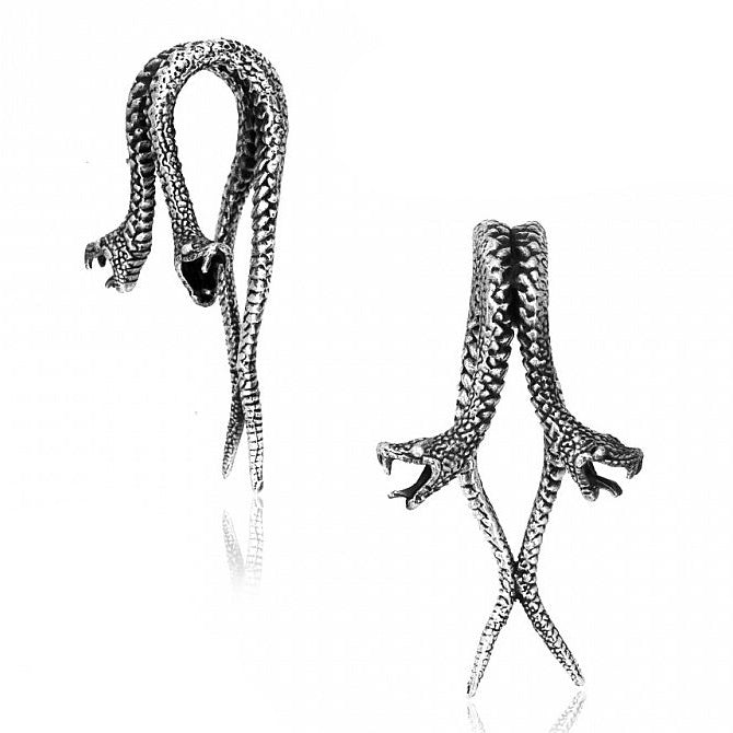 Twin Serpent Brass Hangers Ear Weights 1/2 inch (12mm) White Brass