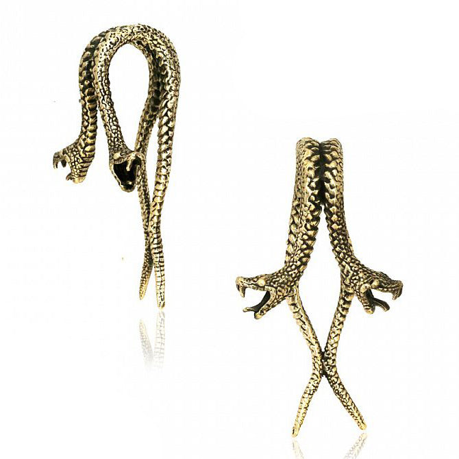 Twin Serpent Brass Hangers Ear Weights 1/2 inch (12mm) Yellow Brass