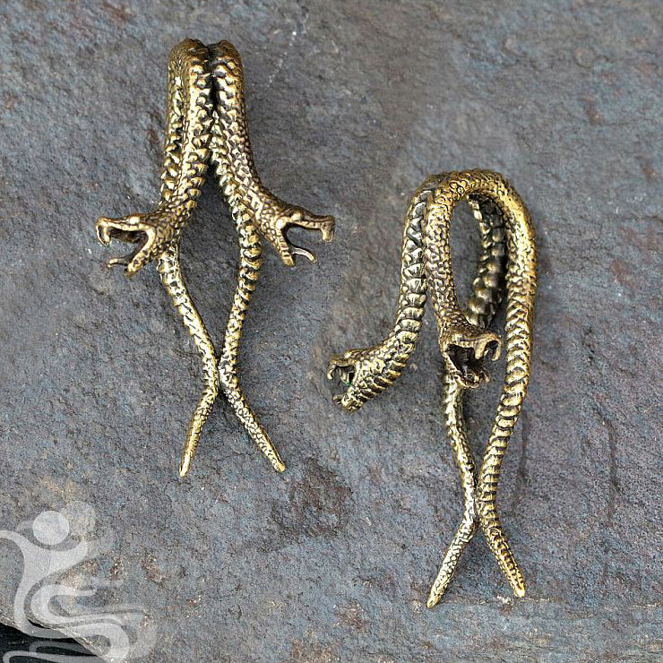 Twin Serpent Brass Hangers Ear Weights  
