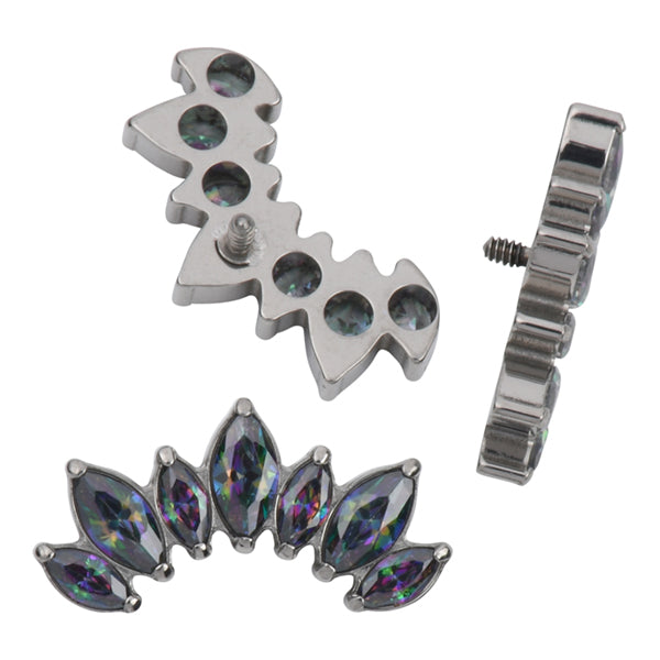 16g Tiara CZ Titanium End Replacement Parts 16g - 6.6x12.8mm Vitrail Medium CZs