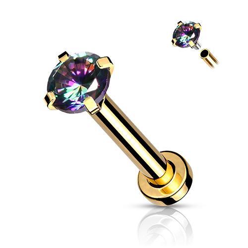 16g CZ Prong Gold Micro-Disc Labret Labrets 16g - 5/16