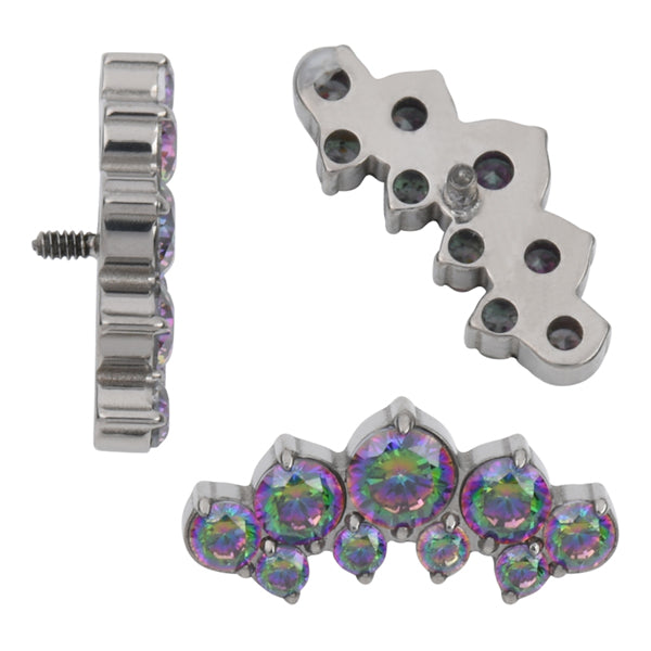 16g Crown CZ Titanium End Replacement Parts 16 gauge - 5.7x12.3mm Vitrail Medium CZs