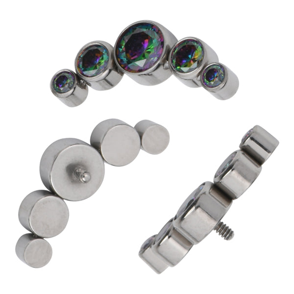 16g 5-Round Bezel CZ Titanium End Replacement Parts 16 gauge - 5.2x12.8mm Vitrail Medium CZs