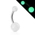 Glow-in-the-Dark Belly Ring Belly Ring 14g - 3/8" long (10mm) White