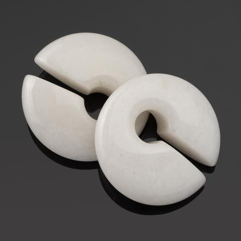 White Jade Keyholes by Diablo Organics Ear Weights 5/8 inch (16mm) White Jade