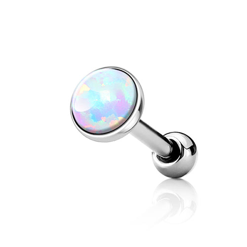 Opal Cartilage Barbell Cartilage 16g - 1/4" long (6mm) - 3mm opal White Opal