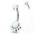 Opal Cluster Titanium Belly Barbell Belly Ring 14g - 3/8" long (10mm) White Opals