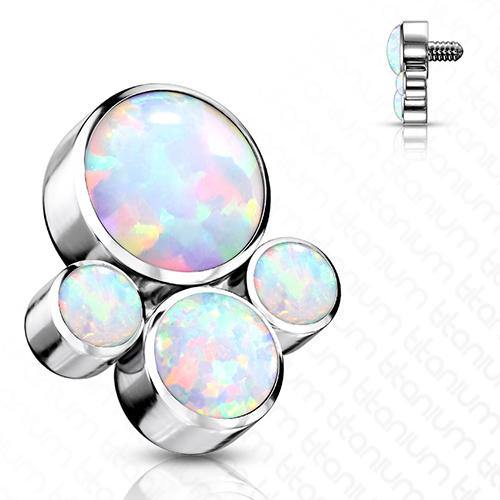 16g Opal Cluster Titanium End Replacement Parts 16 gauge - 6.5x7mm White Opals