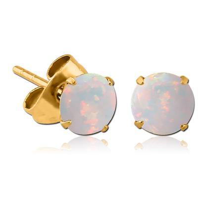 Opal Prong Gold Stud Earrings Earrings 20g - 3mm opals White Opal