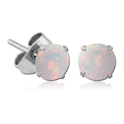 Opal Prong Stainless Stud Earrings Earrings 20g - 3mm opals White Opal
