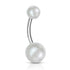 Synthetic Pearl Belly Ring Belly Ring 14g - 3/8" long (10mm) White