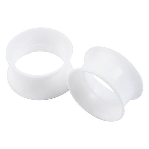 White Thin-Wall Silicone Tunnels Plugs 2 gauge (6mm) White