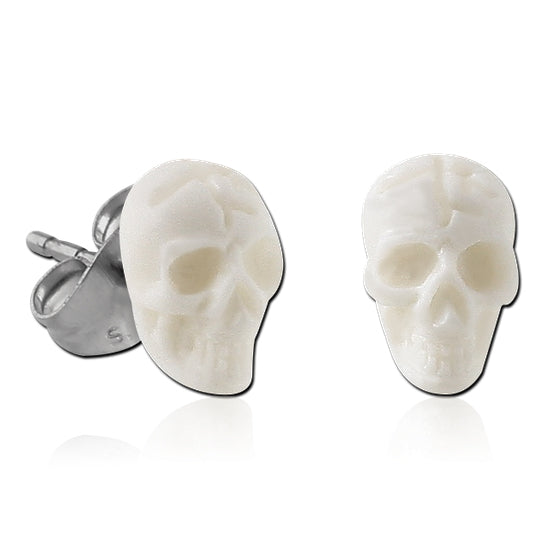 Acrylic Skull Stud Earrings Earrings 20 gauge White