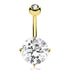 10mm Round CZ Yellow 14k Gold Belly Barbell Belly Ring 14 gauge - 3/8" long (10mm) Yellow 14k Gold
