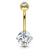 Round CZ Yellow 14k Gold Belly Barbell Belly Ring 14 gauge - 3/8" long (10mm) Yellow 14k Gold