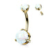 Opal Prong Yellow 14k Gold Belly Barbell Belly Ring 14 gauge - 3/8" long (10mm) Yellow 14k Gold