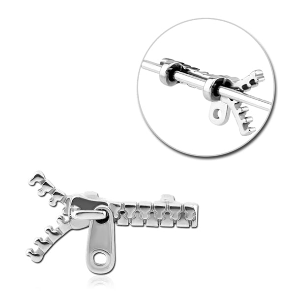 Zipper Stainless Barbell Charm Replacement Parts 10.6x20mm Stainless Steel
