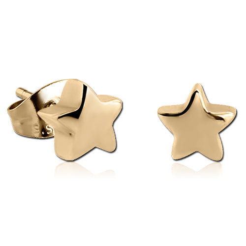 Zircon Gold Star Stud Earrings Earrings 20 gauge Zircon Gold