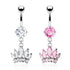 CZ Crown Belly Dangle Belly Ring  