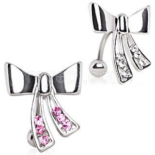 CZ Ribbon Reverse Belly Ring Belly Ring  