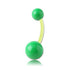 Enamel Bioflex Belly Barbell Belly Ring 14g - 3/8" long (10mm) Green