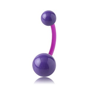 Enamel Bioflex Belly Barbell Belly Ring 14g - 3/8" long (10mm) Purple