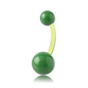 Enamel Bioflex Belly Barbell Belly Ring 14g - 3/8" long (10mm) Dark Green